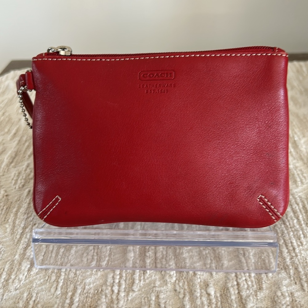 Coach Red Leather Wristlet - Picture 2 of 14